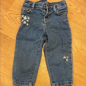 Old Navy Kids Blue Denim Jeans with Floral Embroidery